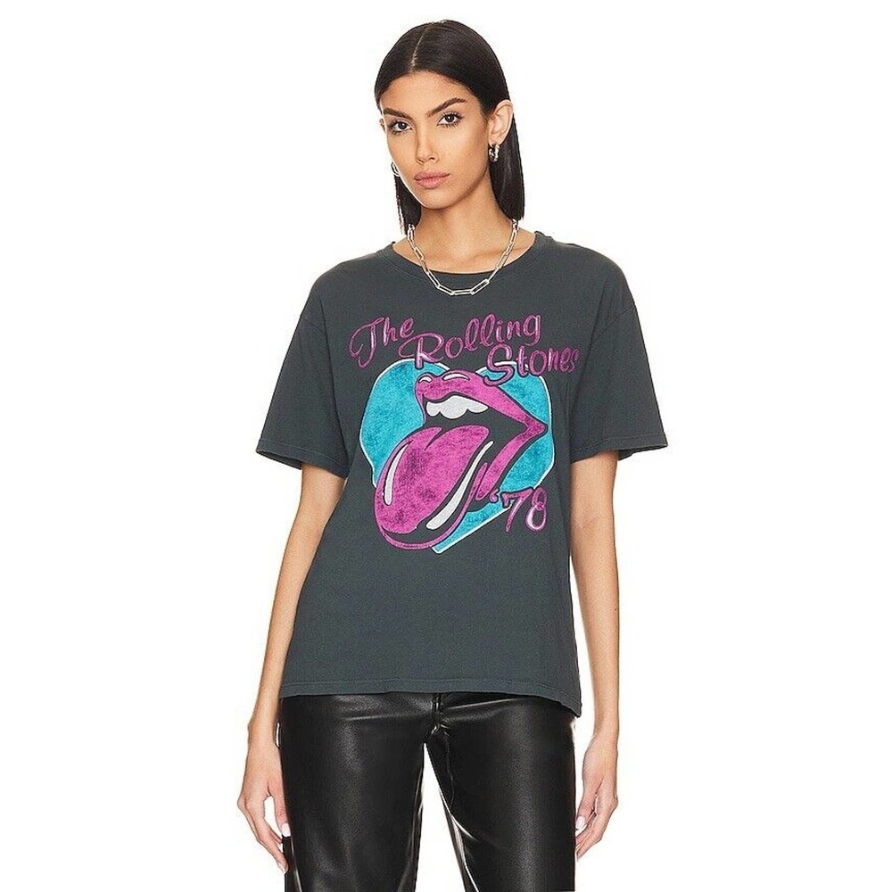 Daydreamer Rolling Stones 78 Ticket Boyfriend Tee Small Vintage Black